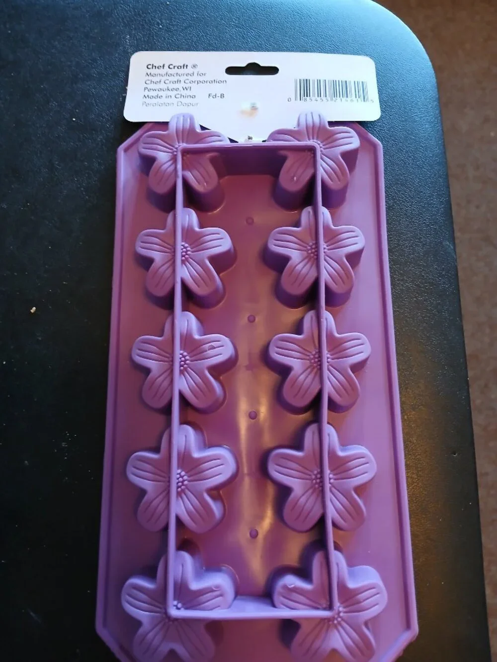 Chef Craft Purple Floral Ice Cube Tray Flower Shaped Kitchen Mold